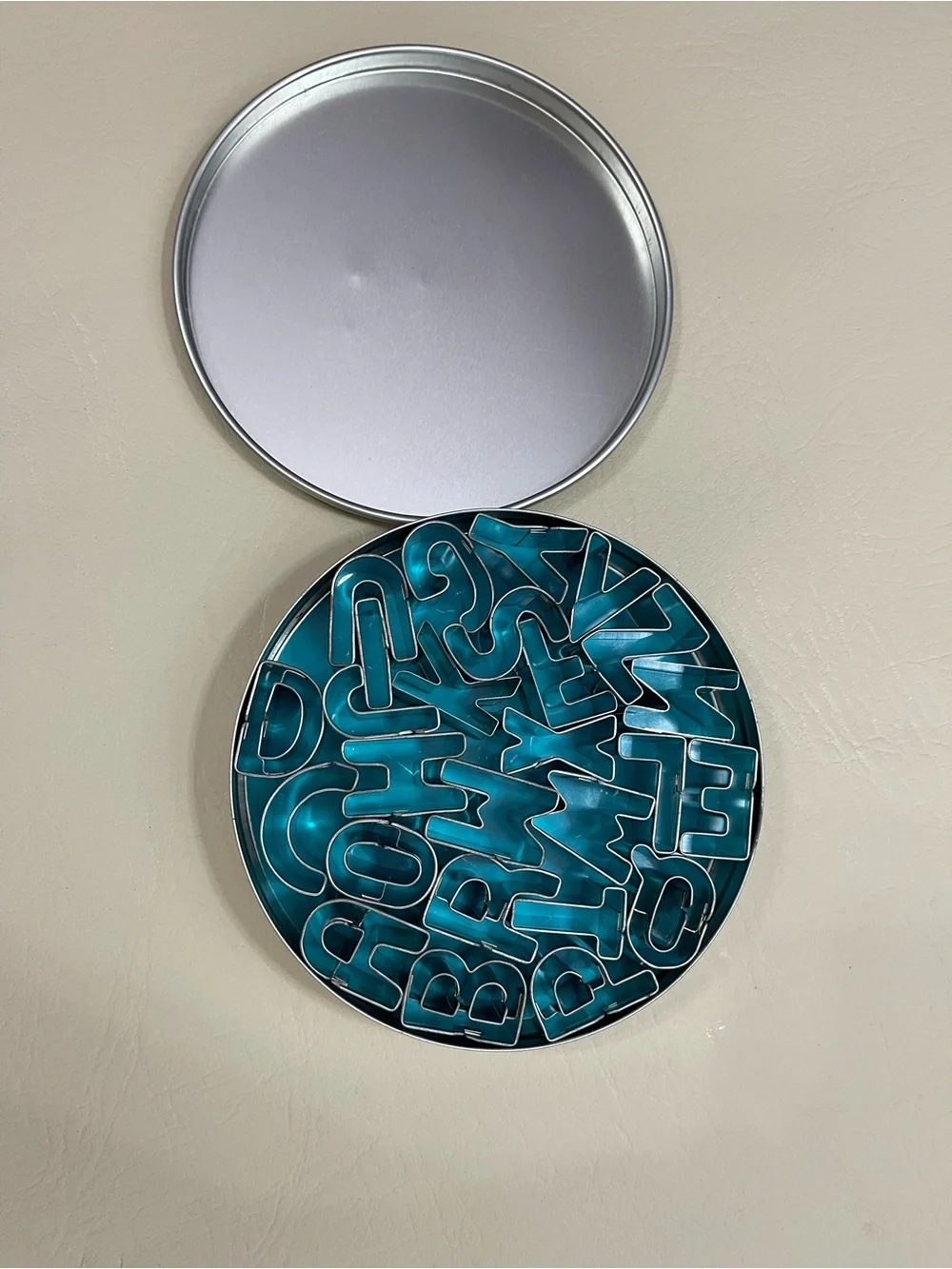 Alphabet Cookie‎ Cutter Set - Silver Tin with Blue Label